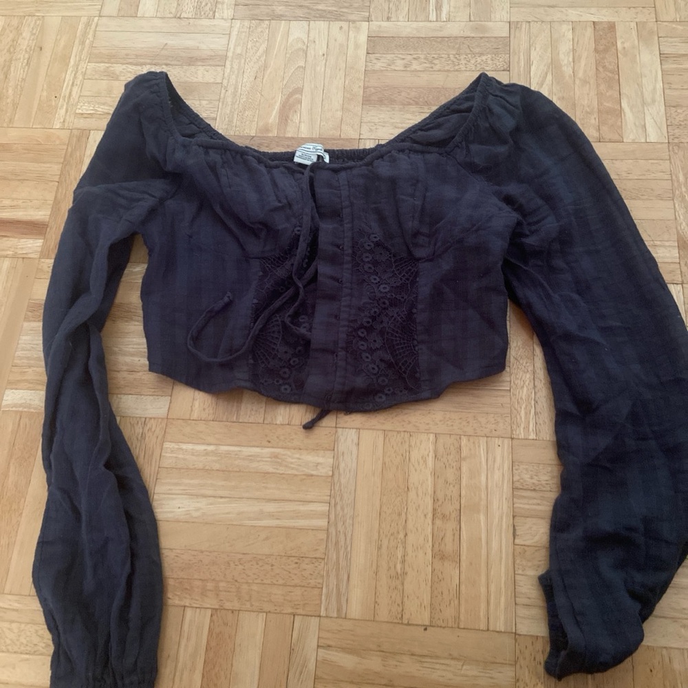 American Eagle Outfitters Black Long Sleeve Blouse